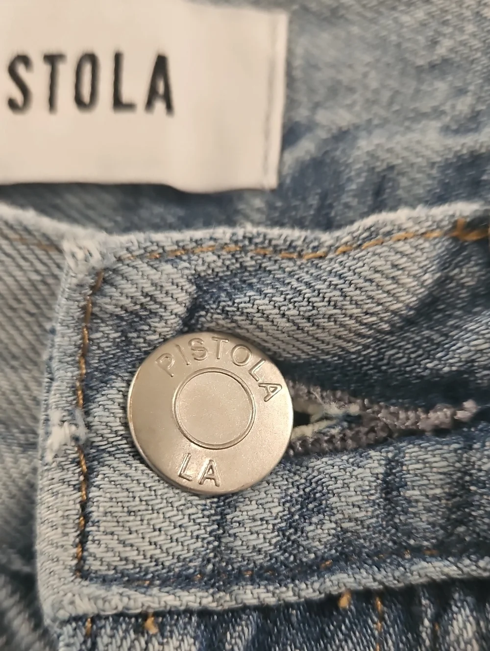 Pistola Presley High Rise Relaxed Roller Jeans.  Light Wash.  Very Distressed.